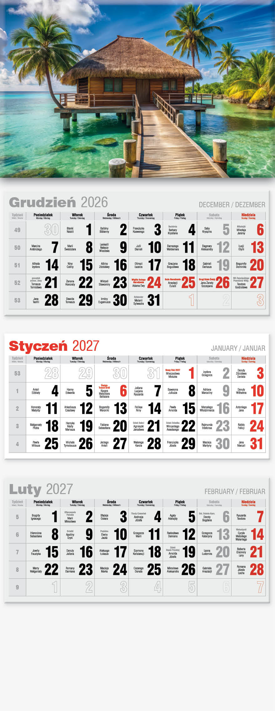 Kalendarz trójdzielny Lux KTL Avanti